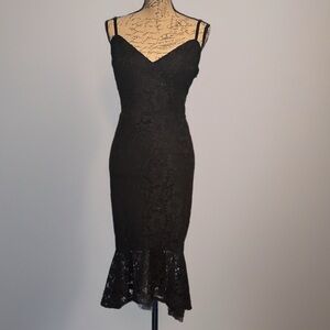 Guess Black Floral Lace Midi Dress NWT Size 16